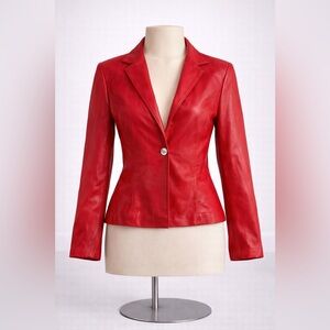 Genuine Italian Red Leather Jacket Women’s Small
